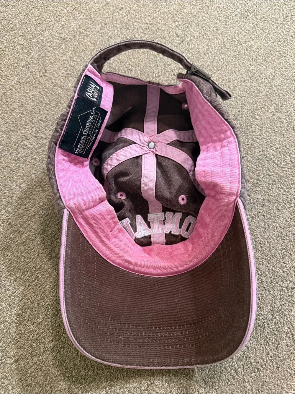 Montauk Embroidered Brown Cap with Pink Accents